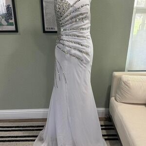 Sequin white wedding dress/ prom dress, formal dress, party dress sz 18